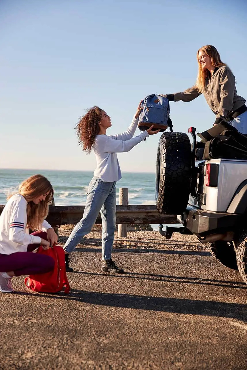 Tourists with rental car